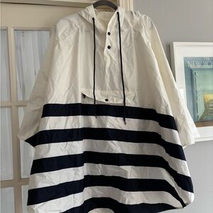 J. Crew White and Black Striped Cape